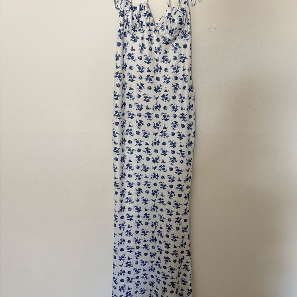 Floral Blue and White Maxi Dress